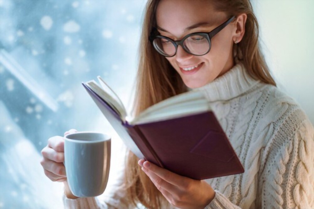 Woman Reading in January Winter